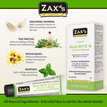 Load image into Gallery viewer, ZAX&#39;S ORIGINAL Bug Bite &amp; Anti-Itch Cream - Mosquito Bite Relief with Natural Ingredients - Effective &amp; Soothing Bug Bite Itch Relief - Rapid Insect Bite Relief - Paraben-Free (28 Grams)
